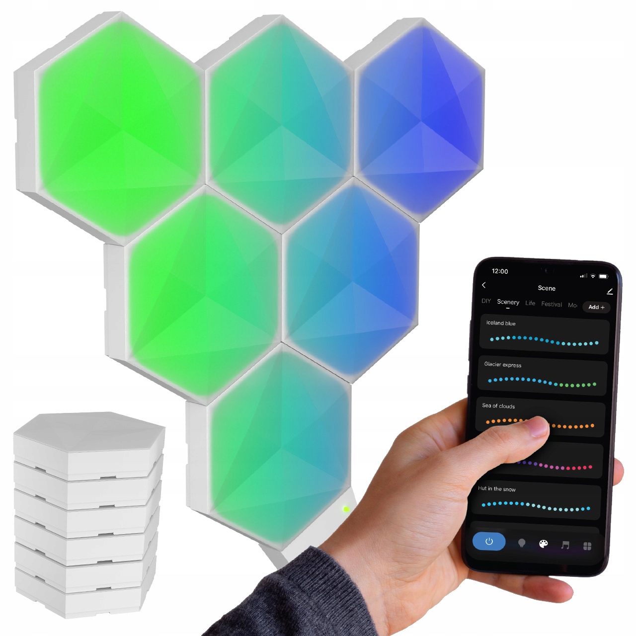 Dálkově Ovládaná Herní Lampa Hexagon Nástěnná Dekorace Rgb Led