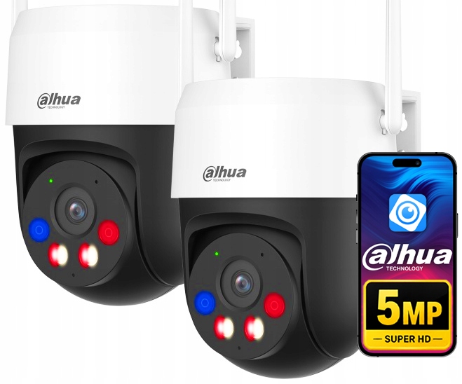 WiFi otočná kamera 5MPx Venkovní 2ks Dahua P5AS-PV Alarm Ai Diody