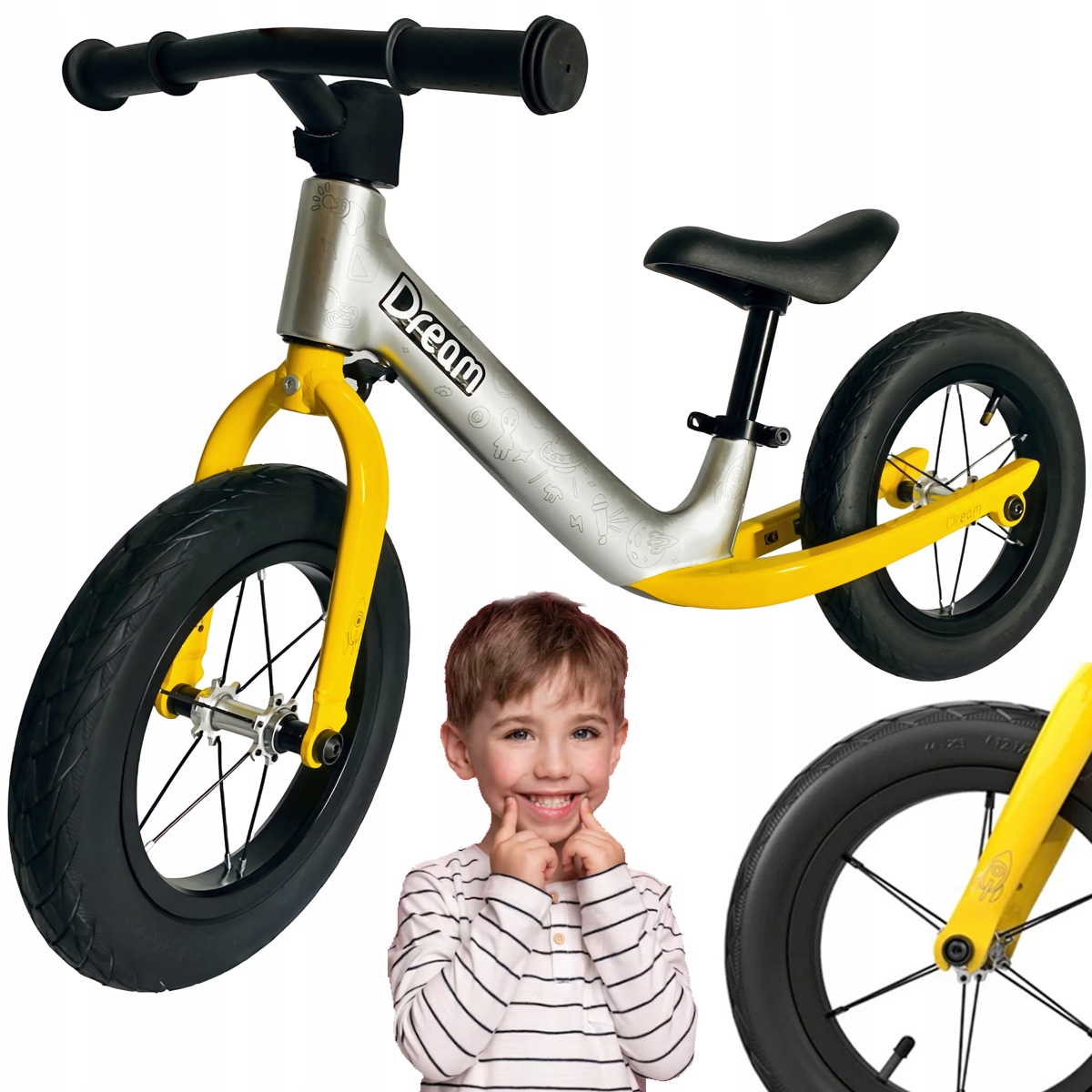 Rowerek Biegowy Jeździk Lekki Na Roczek Dla Dzieci Magnesium Żółty
