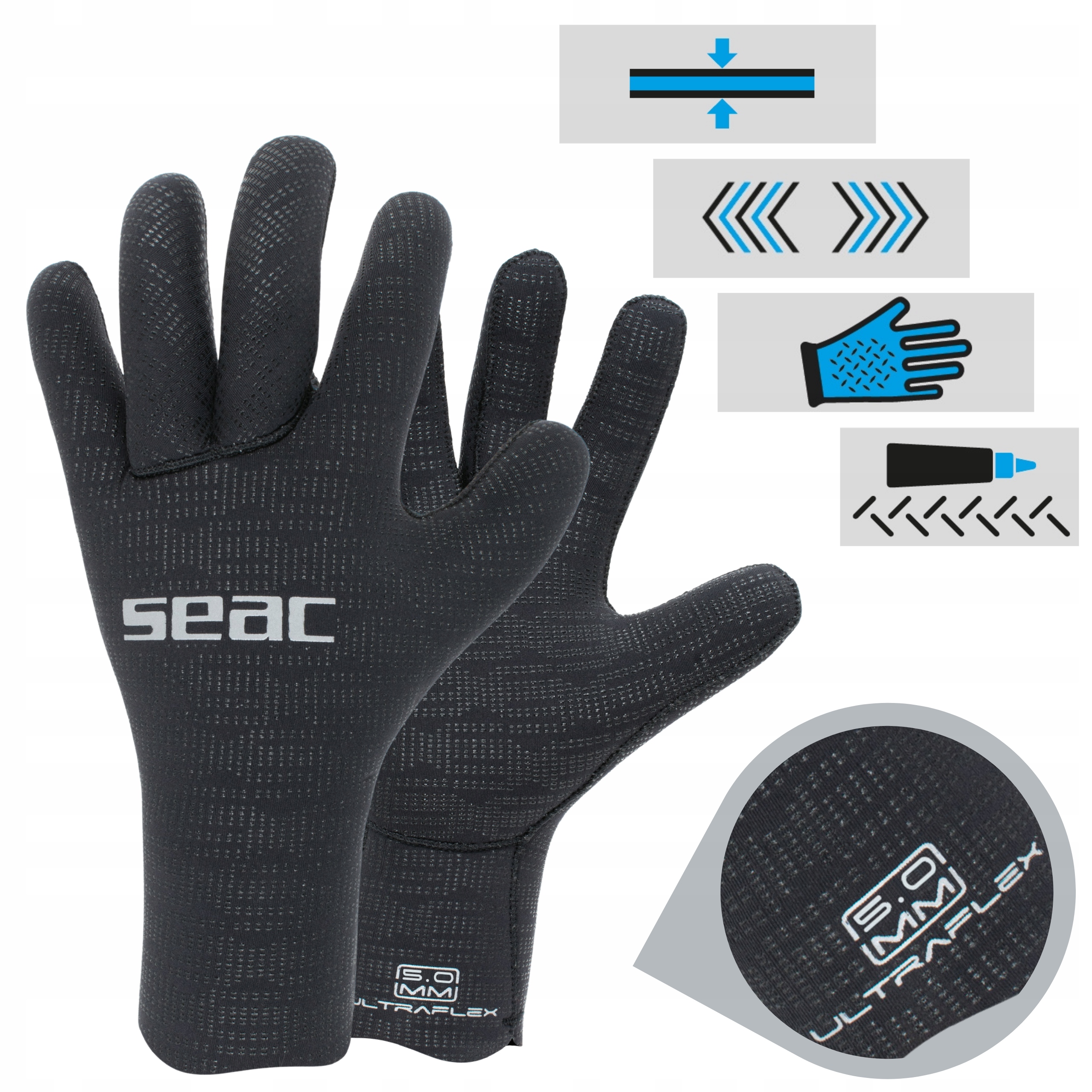 Rękawice do nurkowania morsowania neoprenowe SEAC Ultraflex 5 mm XL Marka Seac