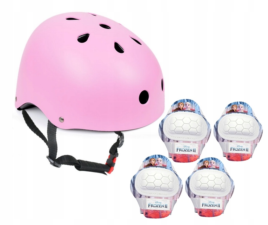 Kask dziecięcy 47-53 cm 4x ochraniacz kolana łokcie Kraina Lodu rozm. S
