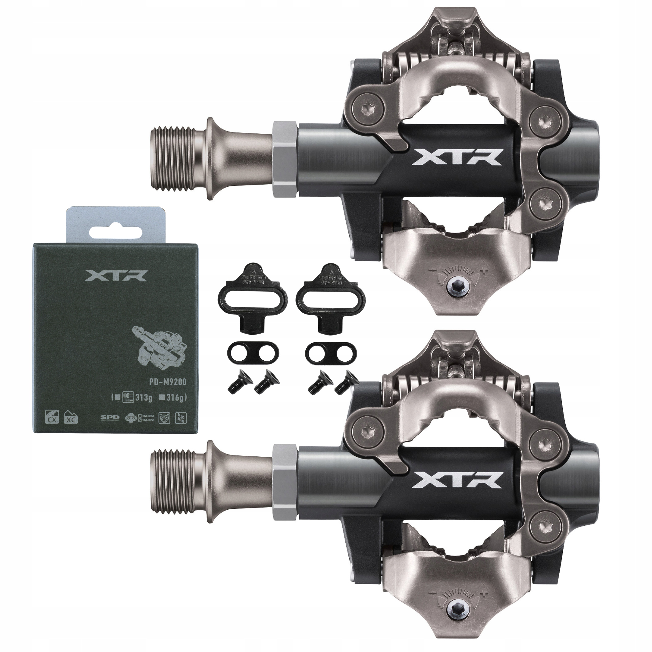 Pedały rowerowe Mtb XC Spd Shimano Xtr PD-M9200 Oś Krótsza 3 mm Bloki Box