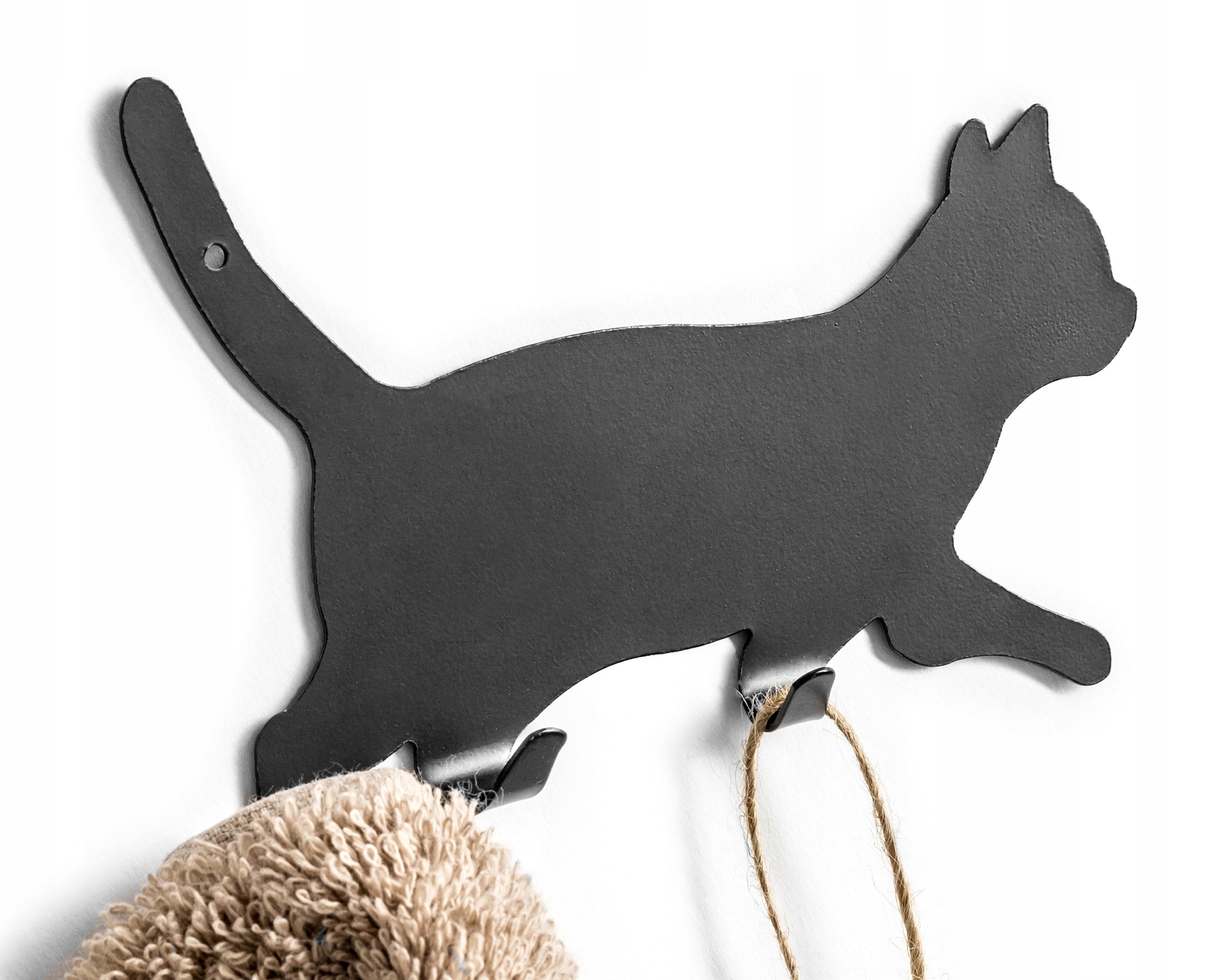 Nástěnný věšák na ručníky Kotek černý