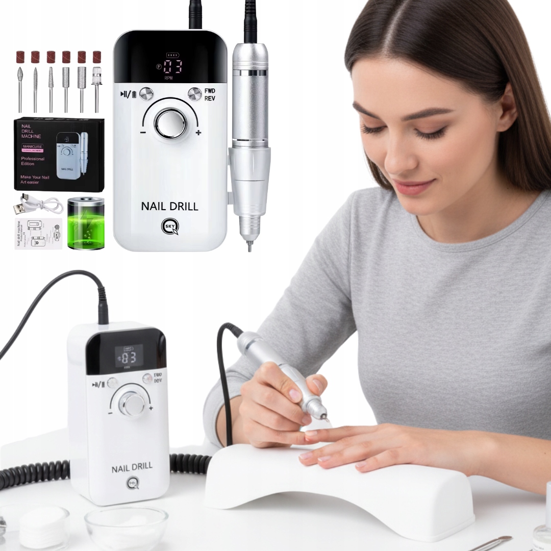 Frezarka Do Paznokci Manicure Pedicure Mocna Profesjonalna Zestaw Frezów