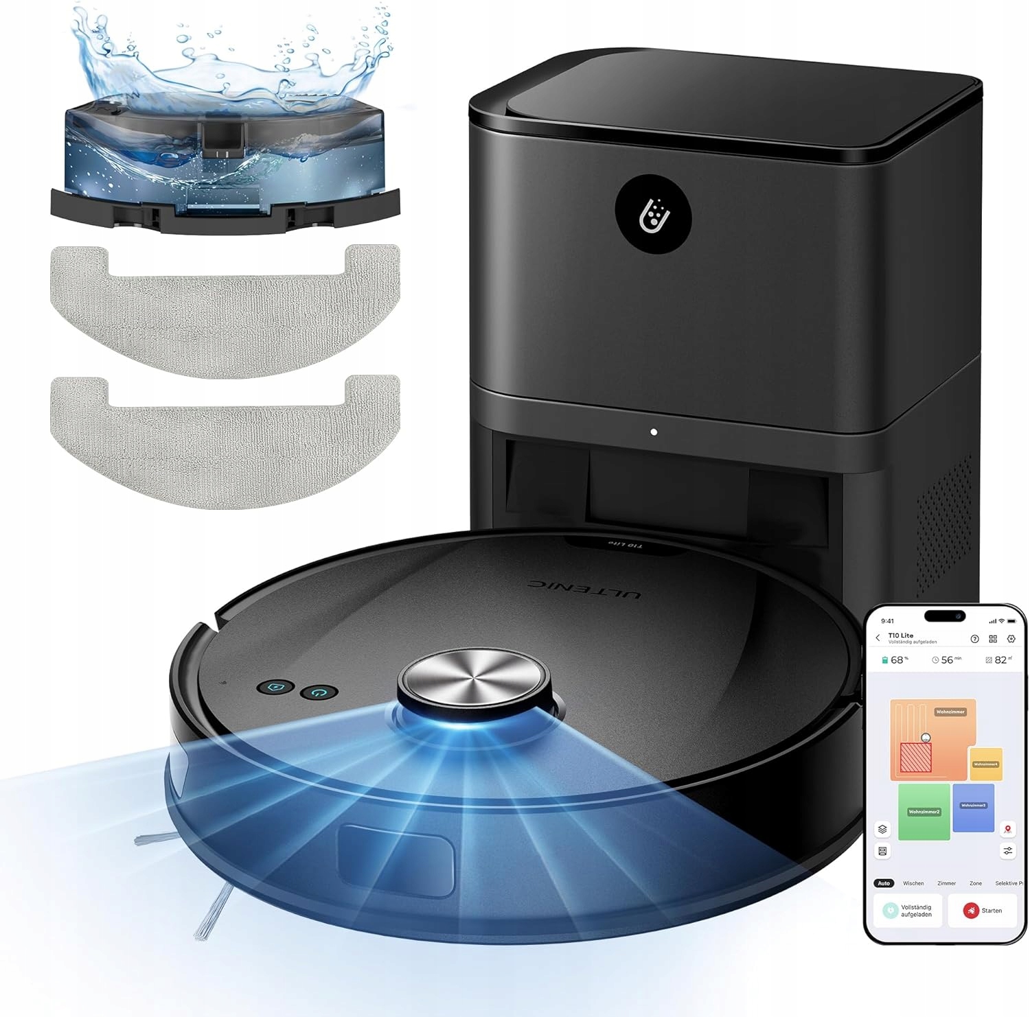 Ultenic T10 Lite uklízecí robot se stanicí 5000 Pa, 180 minut provozu