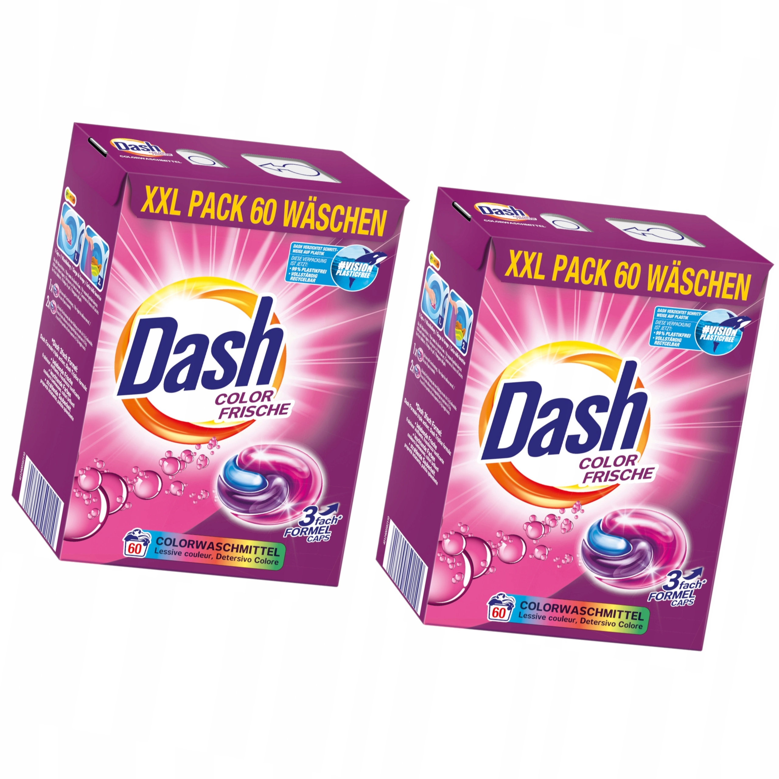 Levně 2x Kapsle prádla Dash Color Prací prostředek 3in1 60ks