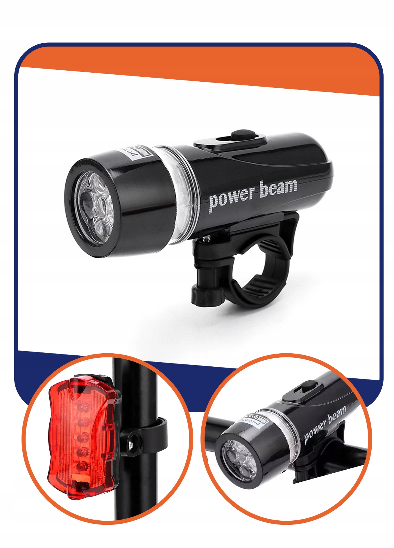 ZESTAW LAMPEK ROWEROWYCH LED PRZÓD I TYŁ DO ROWERU + USB LAMPKI ROWEROWE Waga 60 g