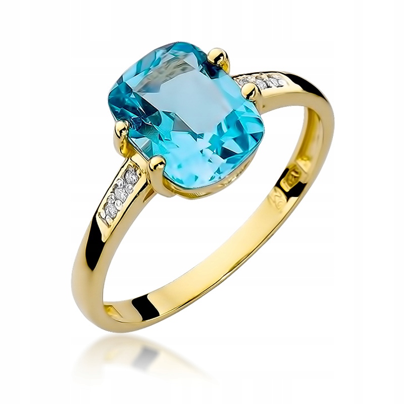 

Złoty Pierścionek pr585 Topaz Brylanty Grawer