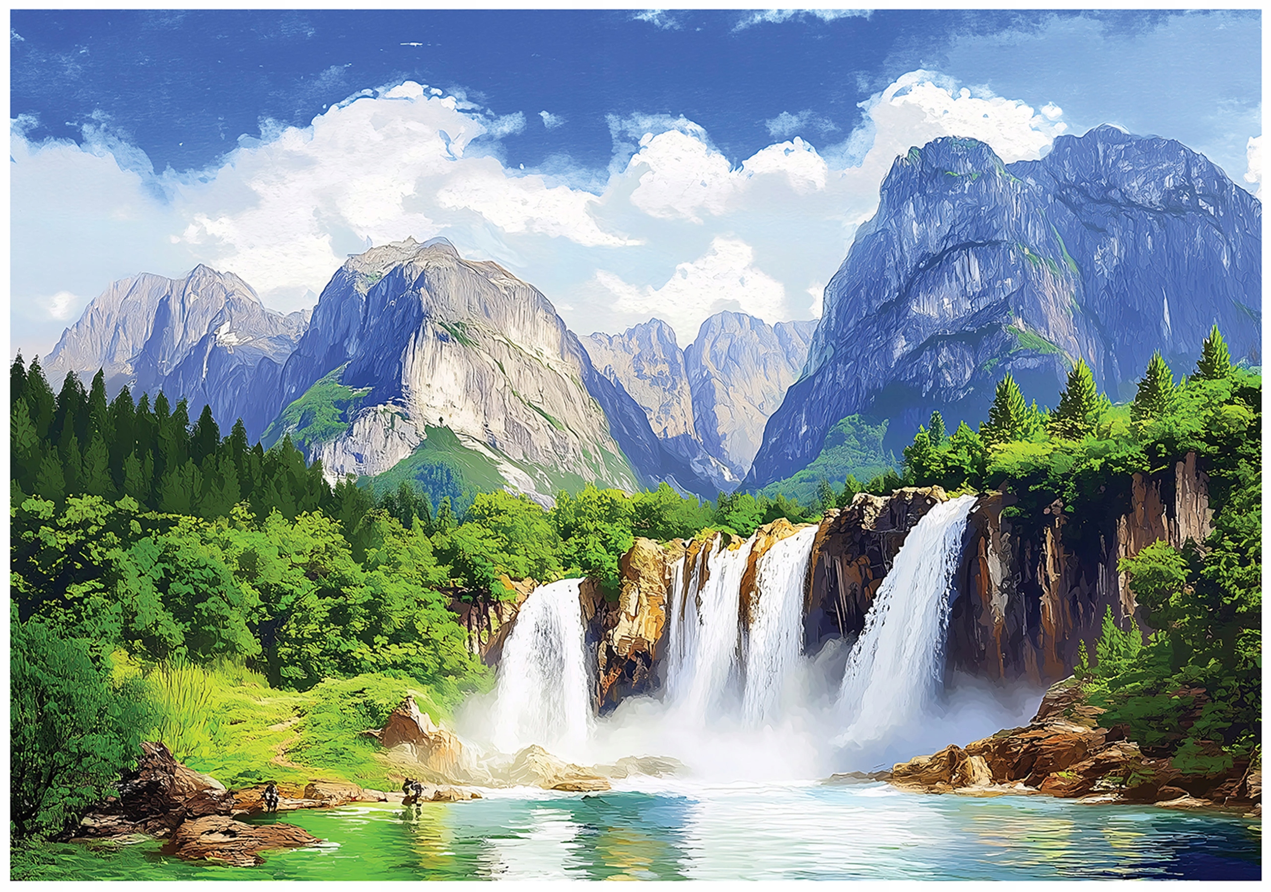 Fototapeta Zelený Les Vodopád Hory Krajina Příroda 3D 400x280