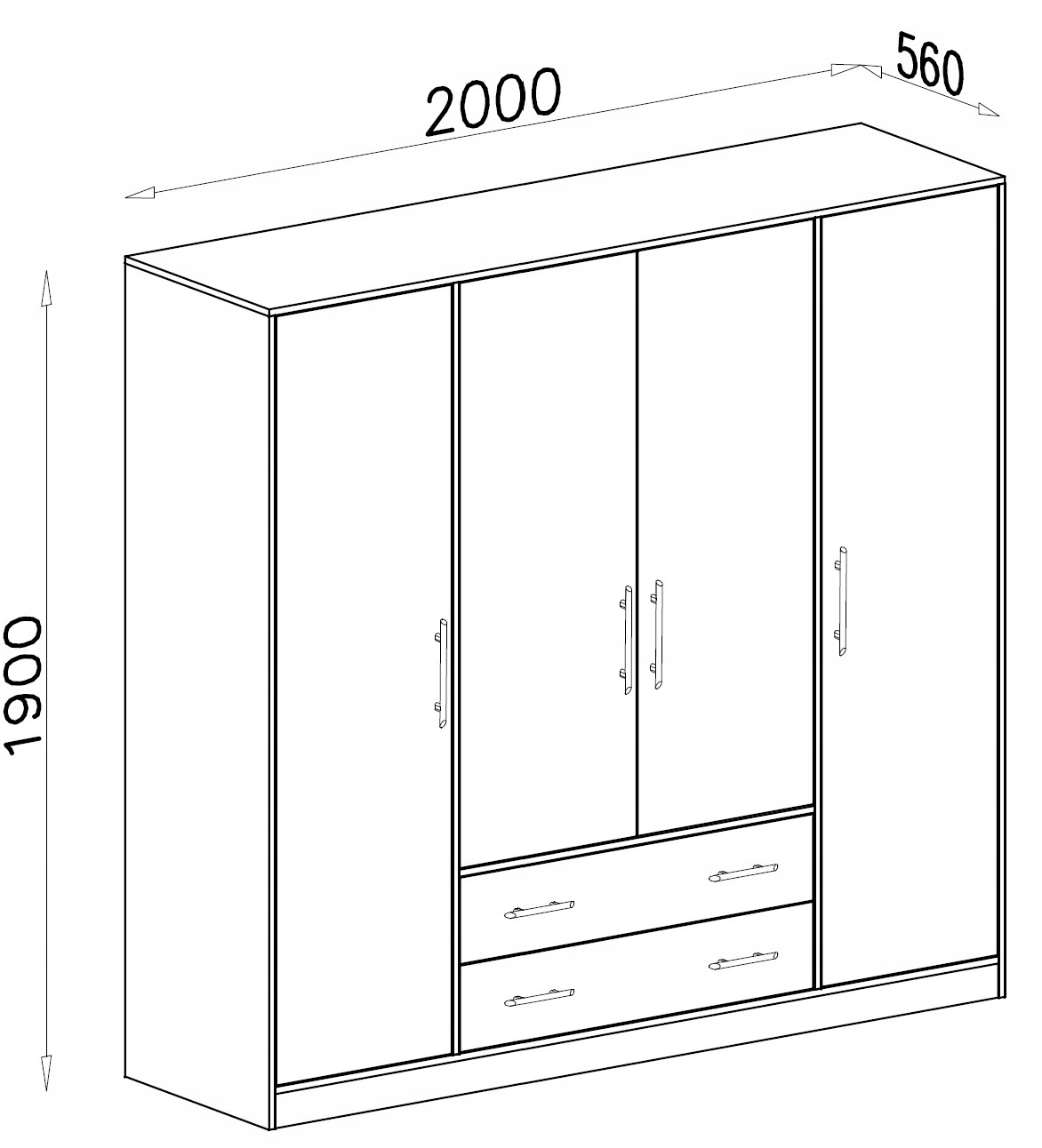 Szafa DUŻA garderoba sypialnia biały dąb SMART SR1 Materiał płyta laminowana