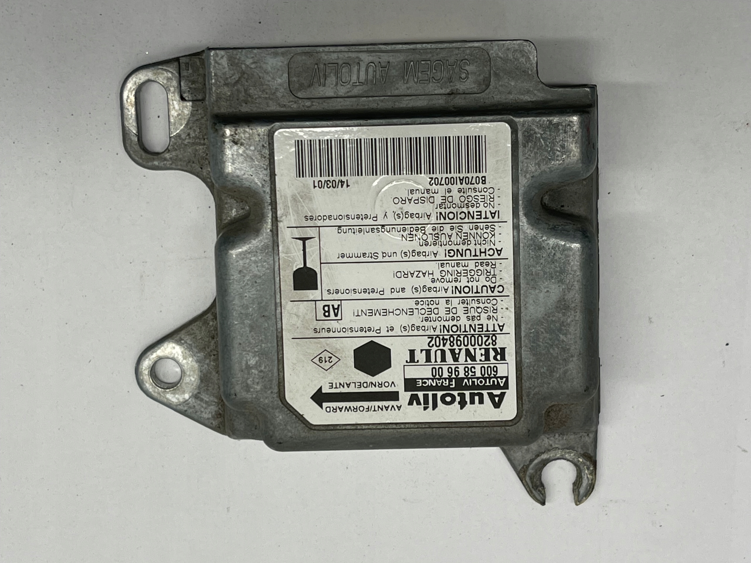 modulo sensor airbag Renault OE 8200098402