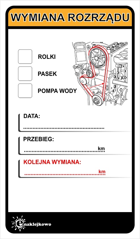 Naklejka Serwisowa wymian Rozrządu 50szt.
