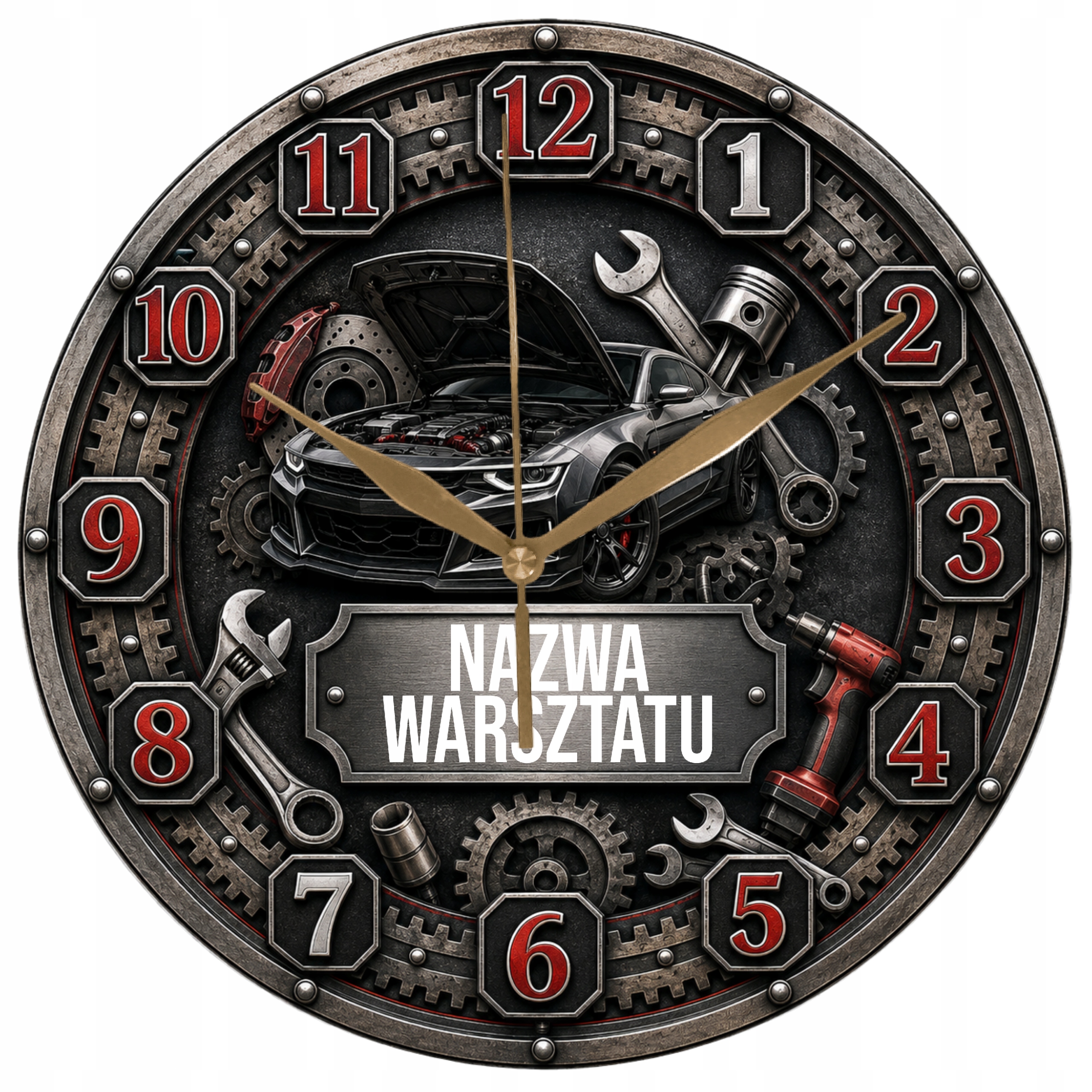 Zegar Ścienny Dla Mechanika Warsztatu Nazwa Warsztatu Duży 35cm