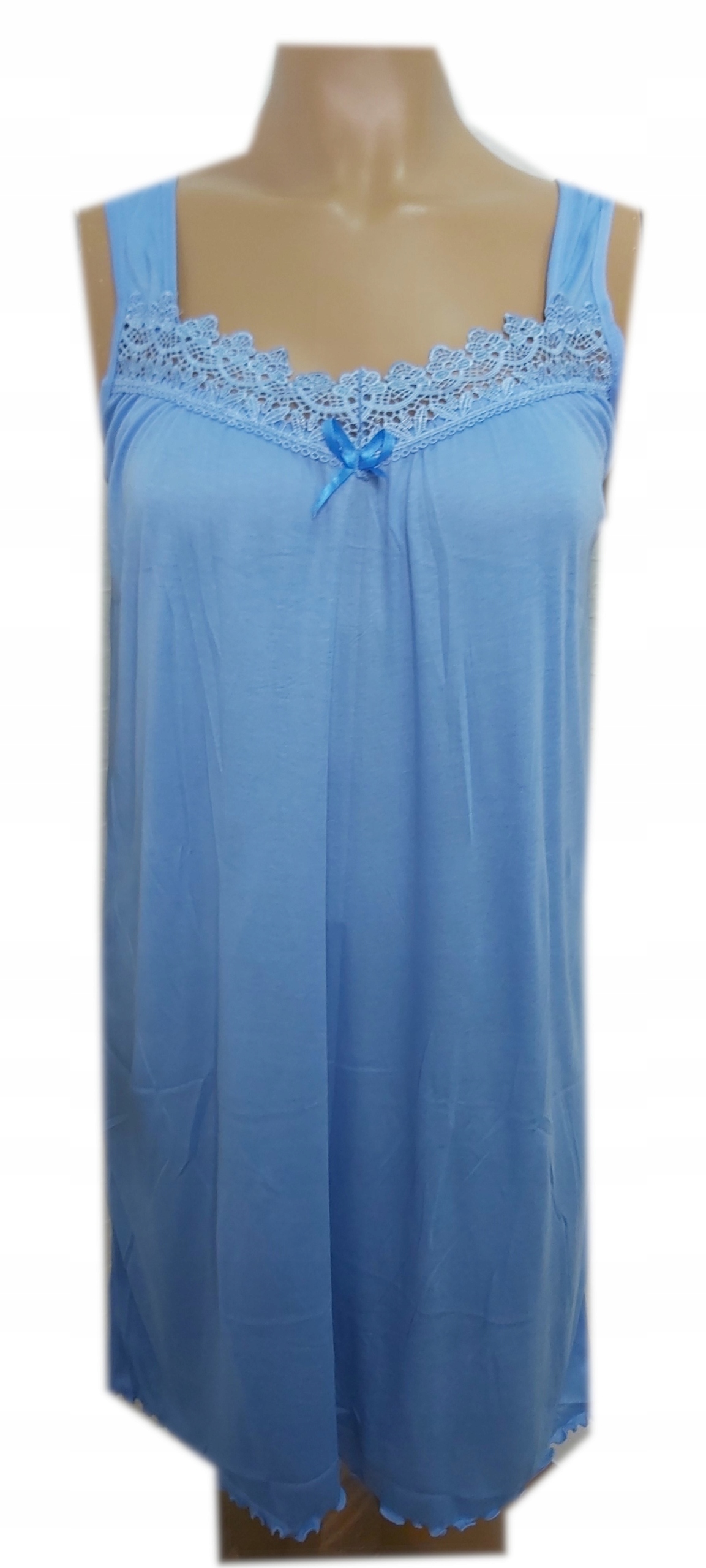 4XL-DUŻA KOSZULA NOCNA NA RAMIĄCZKACH -g140-błękit