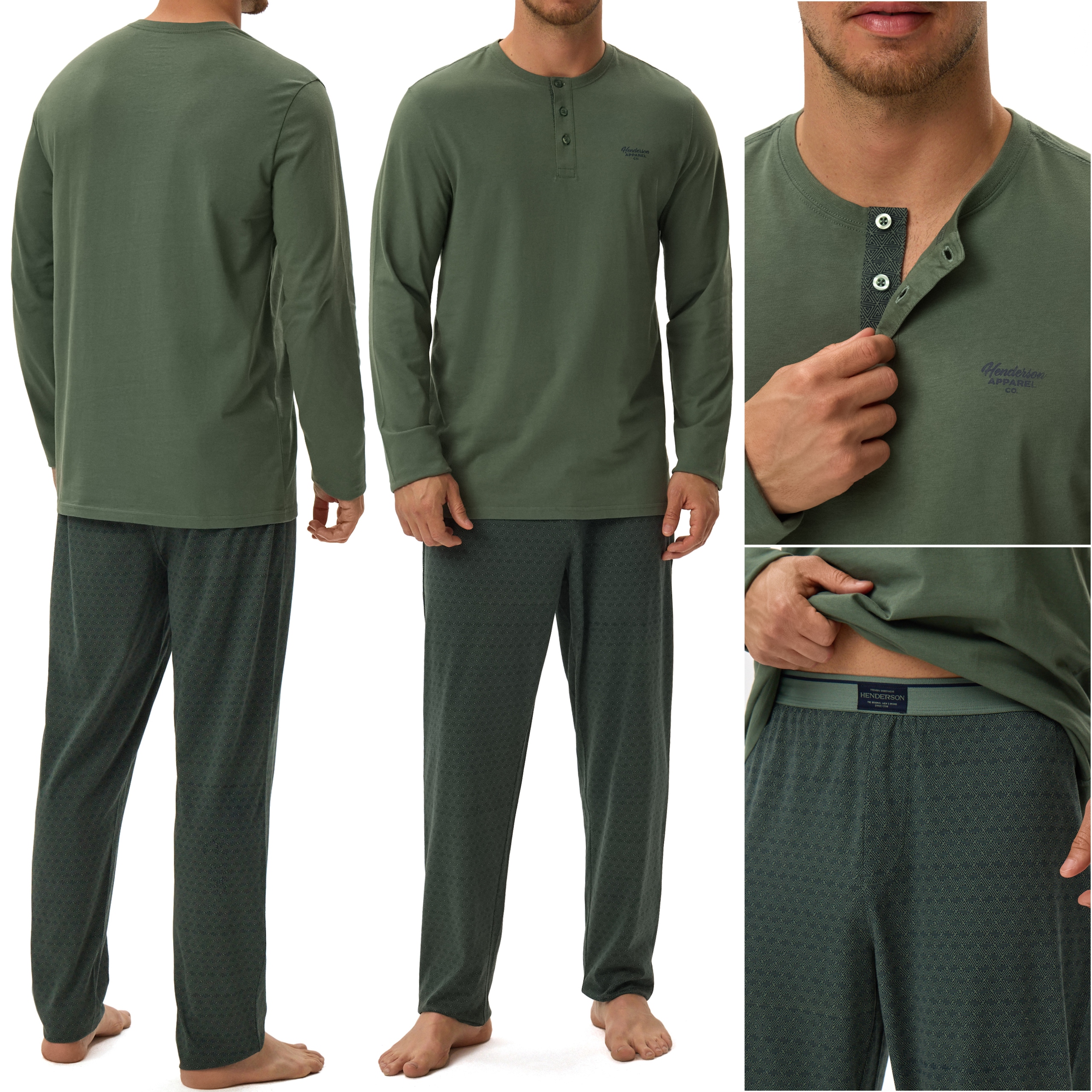Pánské Pyžamo Henderson Hale Komplet s dlouhým rukávem 100% Bavlna XXL