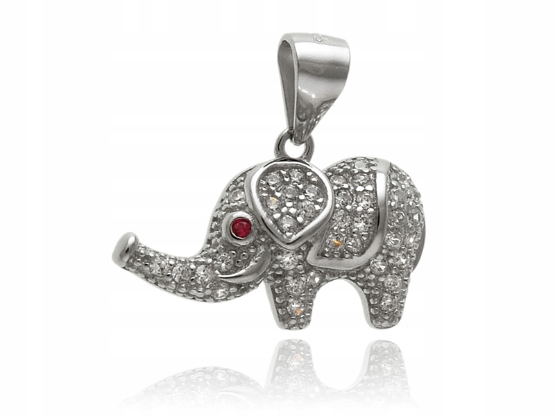 RODOWANY SREBRNY WISIOREK SŁONIK SZCZĘŚCIA CYRKONI