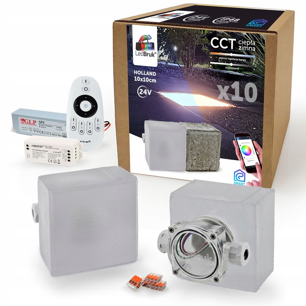 10x LedBruk Świecąca Kostka Brukowa LED 10x10 CCT