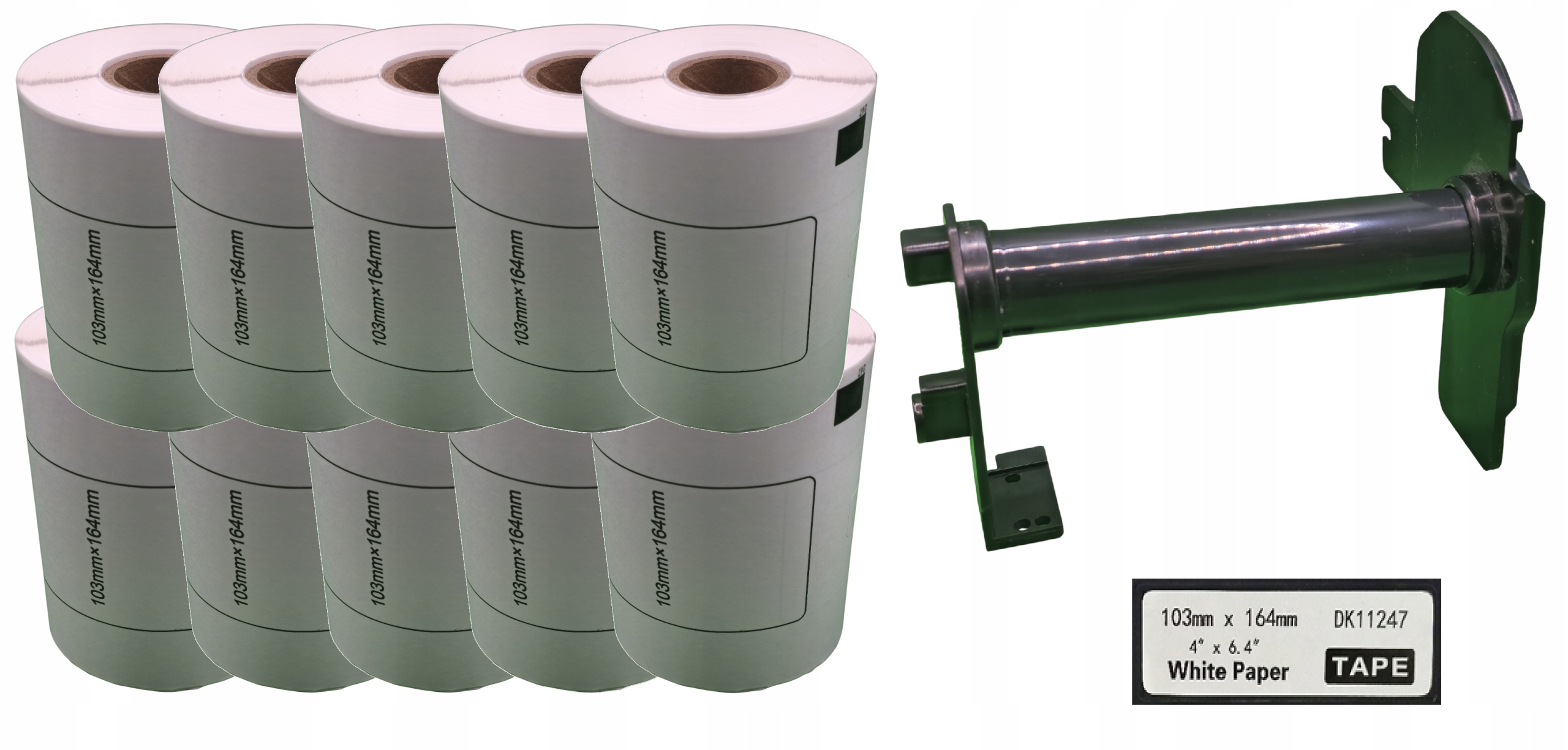 10x Etykiety do Brother DK-11247 103mm x 164mm 180szt Wymienny Uchwyt