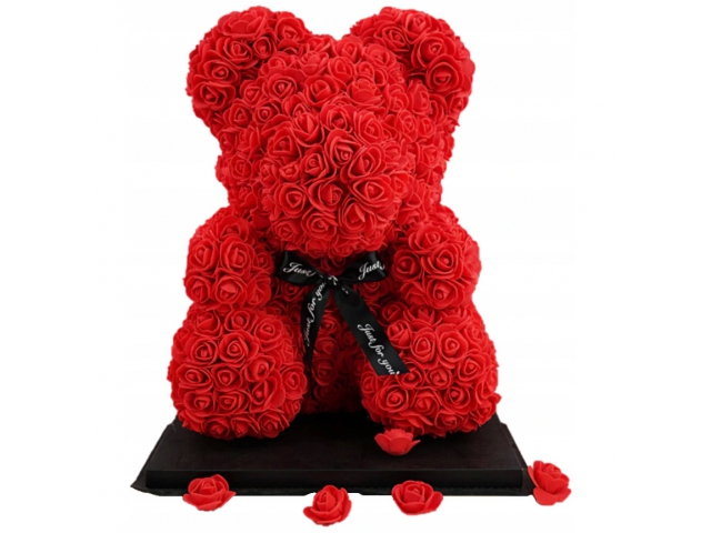 MIŚ Z RÓŻ 25CM ROSE BEAR Z PŁATKÓW RÓŻ WALENTYNKI PREZENT DZIEŃ BABCI MAMY Marka bez marki