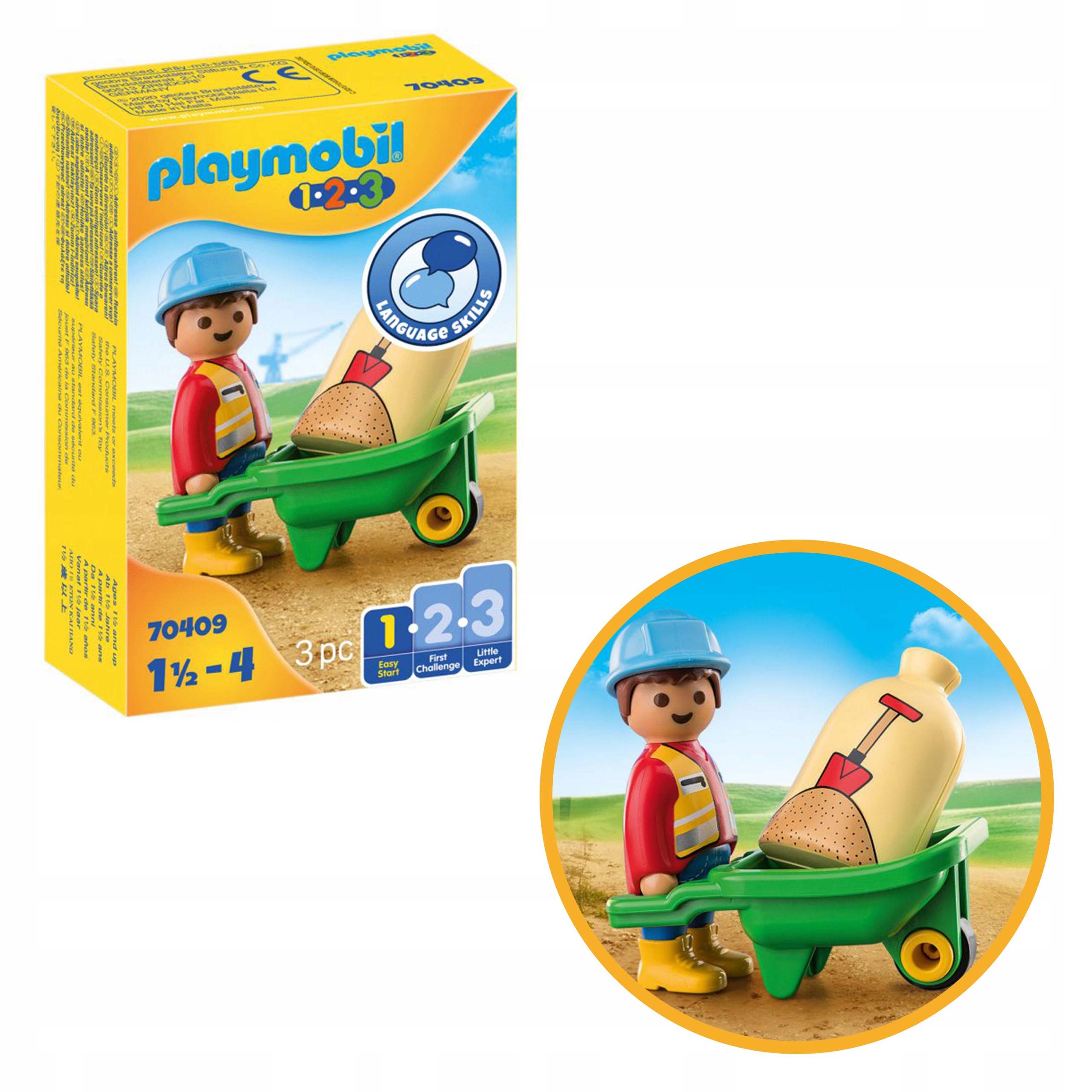 

Playmobil 1.2.3 Pracownik budowlany z taczką 70409