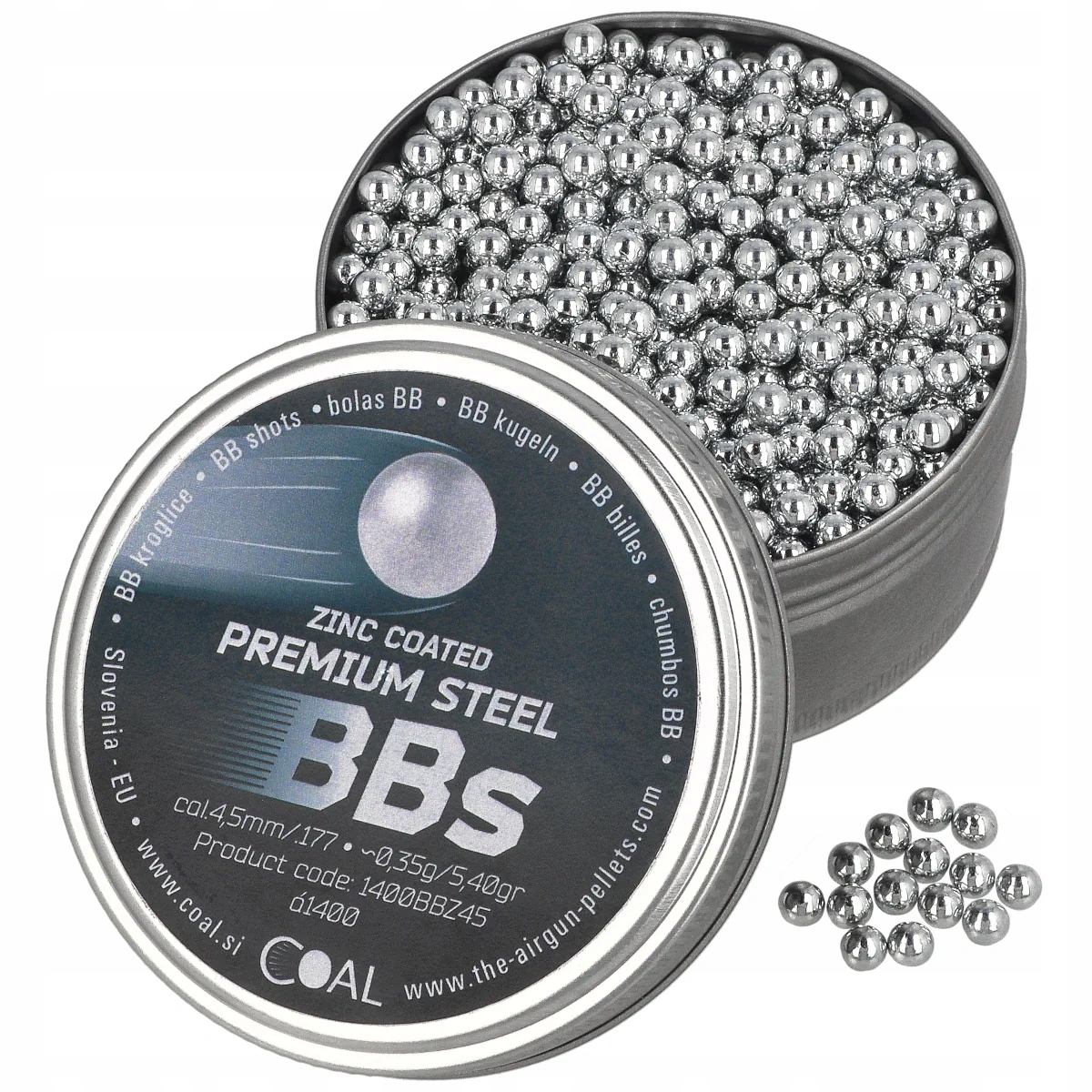 Śrut stalowy Coal Zinc Premium BBs 4.5 mm, 1400 szt
