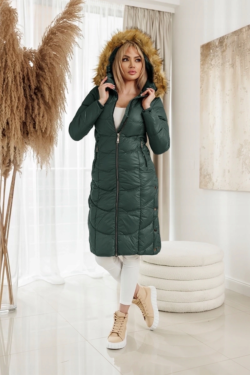 Lehká Bunda Kapuce H-203 Tmavě Zelená S (36)