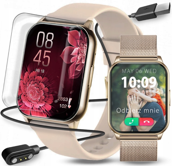 Smartwatch Dámske Hodinky Zlaté Poľské Menu Rozhovory Tlak Puls Sport