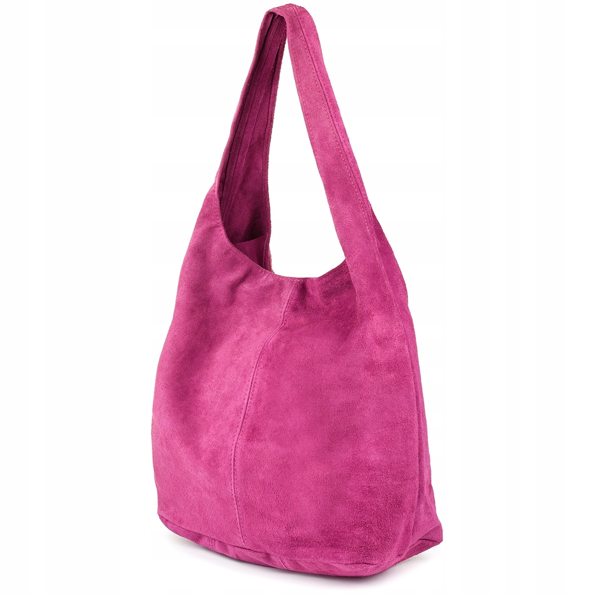 

Włoska Torebka worek Skórzana zamsz Naturalny