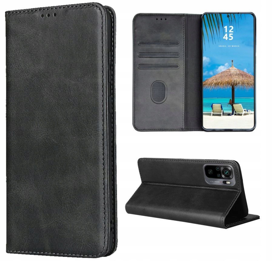 

Etui Magnet Skórzane Do Redmi Note 10 10S Szkło