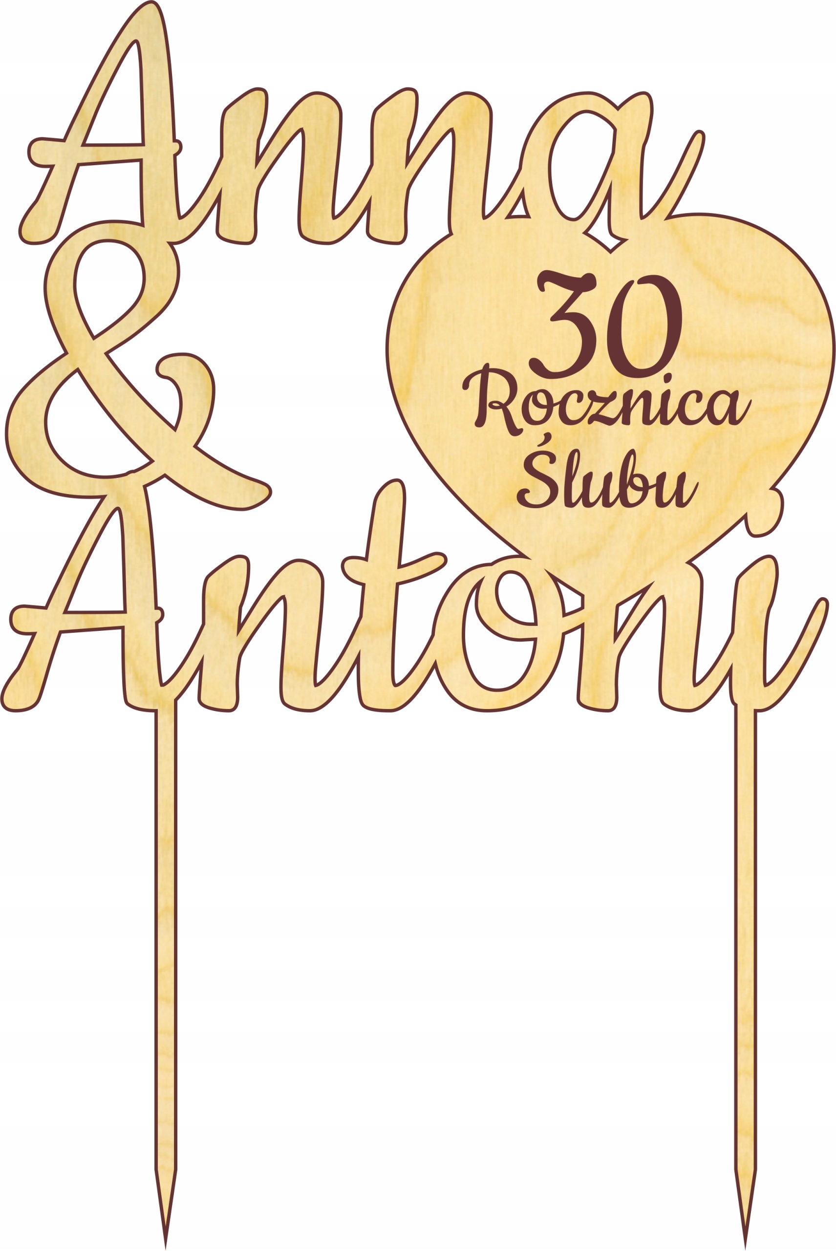 

Topper napis na tort rocznica ślubu 30 lat razem