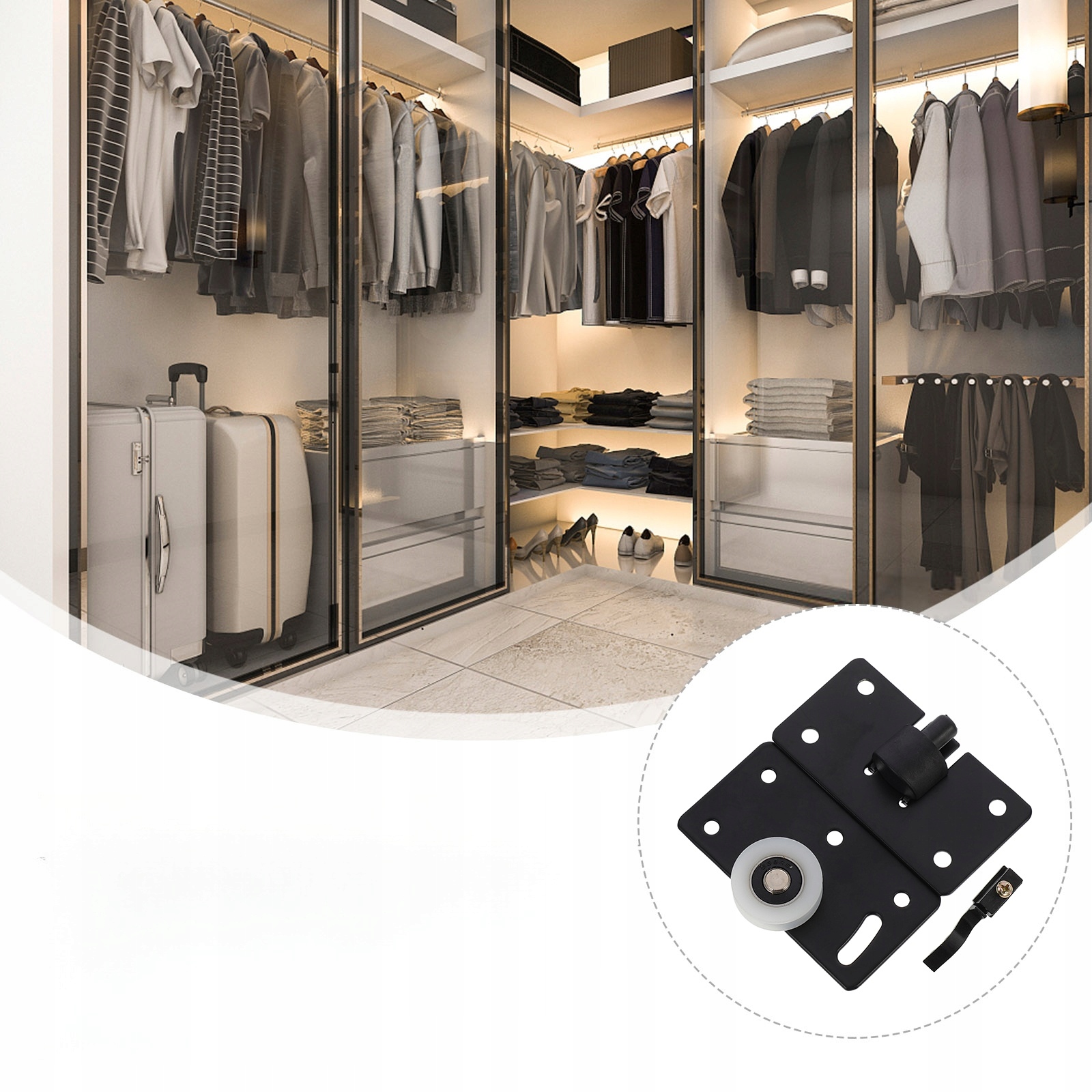 KOŁA DO SZAFY DRZWI ROLKA PRZESUWNA ZESTAW DO DRZWI LLWL Długość prowadnicy 1.5 m