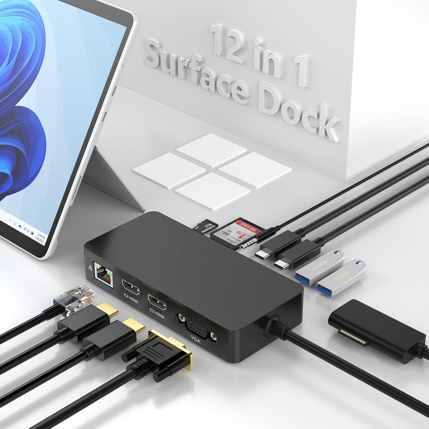 Dokovacia Stanica Surface Dock Hub 11 V 1 s 2 portami Hdmi 4K Vga