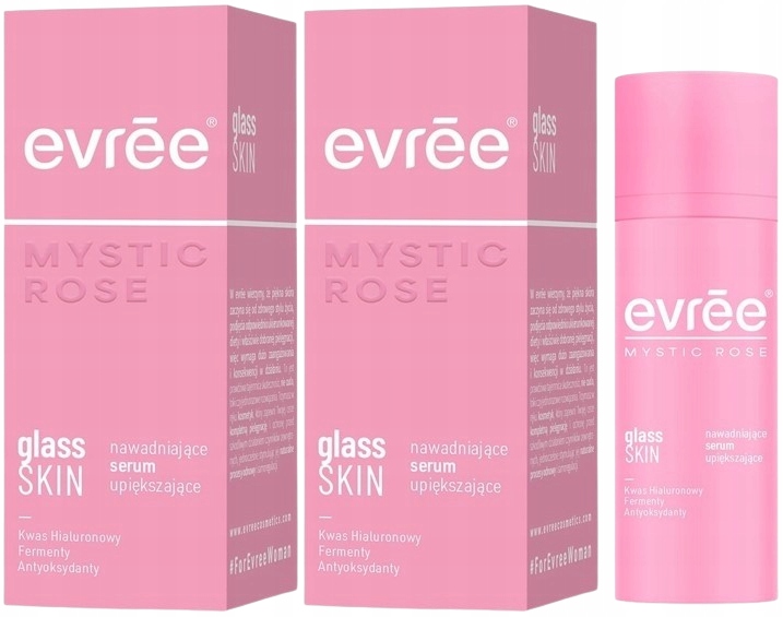 2 x Evree Mystic Rose Glass Skin hydratační sérum 30 ml Hydrolát z růže