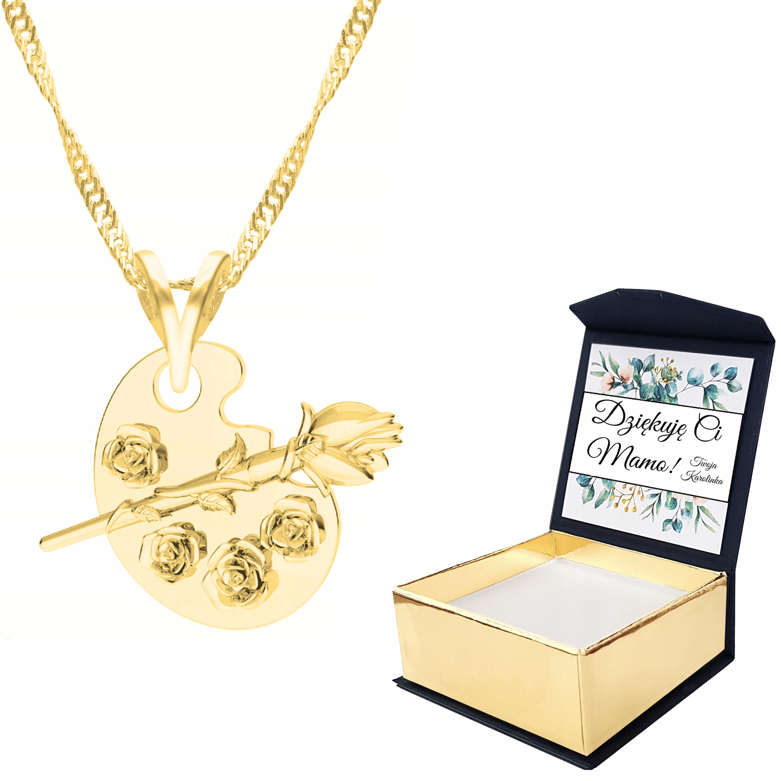 Náhrdelník zlatá paleta Frida Khalo Vlastní Potisk