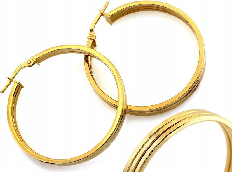 Náušnice ryzosti 925, stříbrné kruhy, jemné pozlacené, 38 mm jako dárek