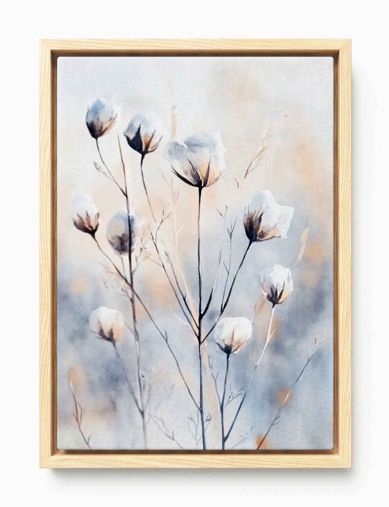 Obraz Rám Americký Box Akvarel Příroda Louka Květiny Bavlna Boho 40x60