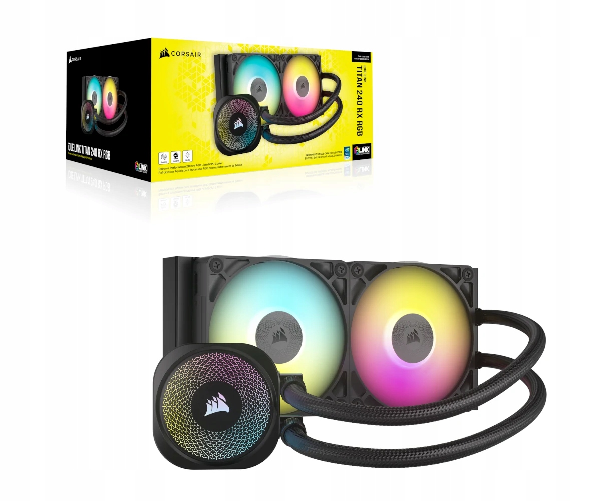 Chlodzenie wodne Corsair iCUE Link Titan 240 Rx Rgb 2x120mm Intel Amd