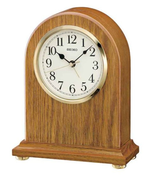 Drevený Stojaci Krbový Budík Seiko QXE031B Alarm 14x18 cm