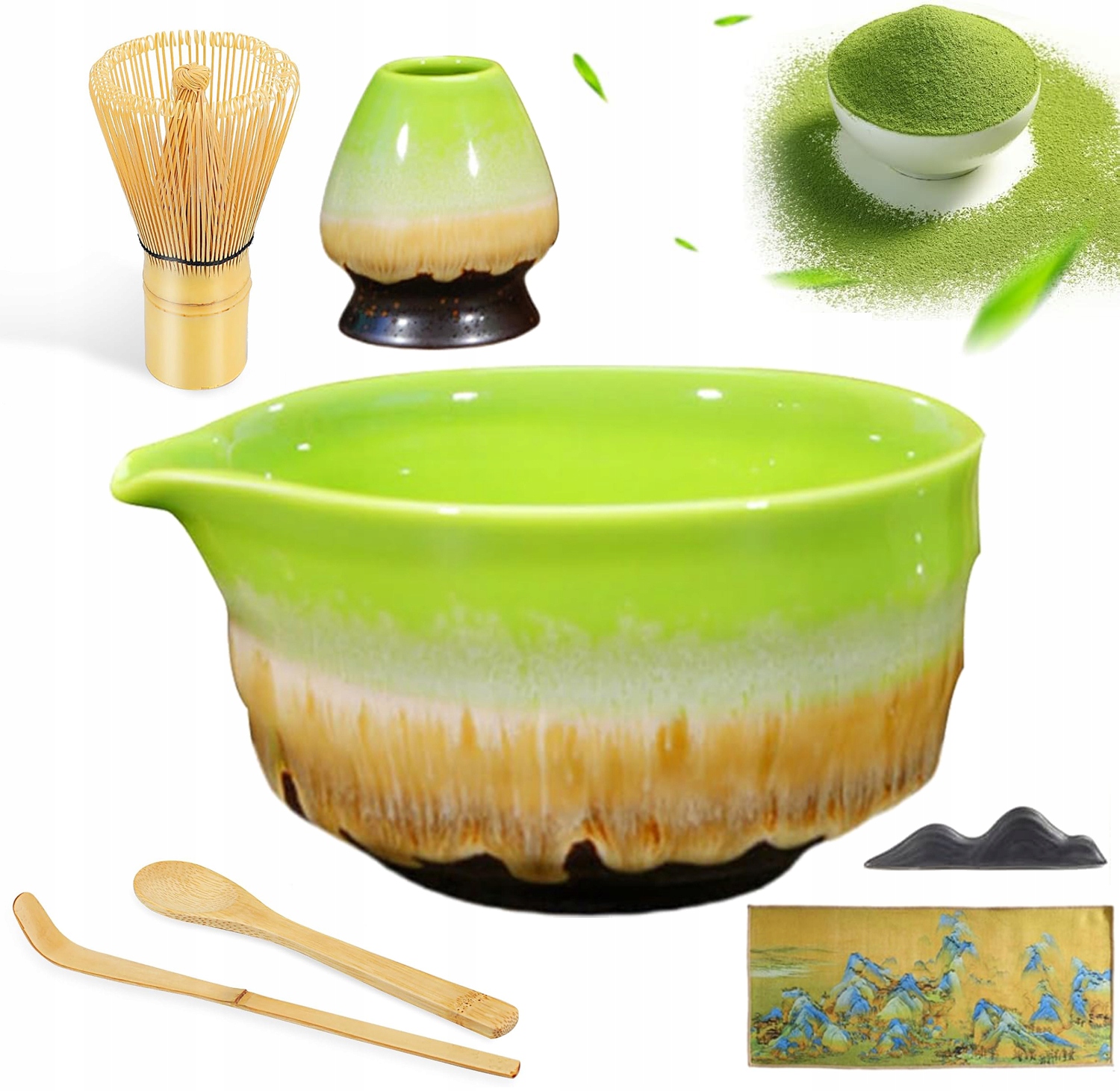 6-CZĘŚCIOWY Zestaw Mioteł Matcha Zestaw Zawiera Trzepaczkę Do Matchy, Miskę