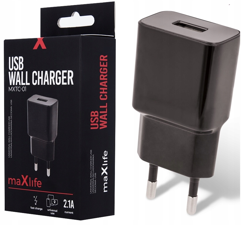 SZYBKA ŁADOWARKA SIECIOWA FAST CHARGE maXlife 2.1A