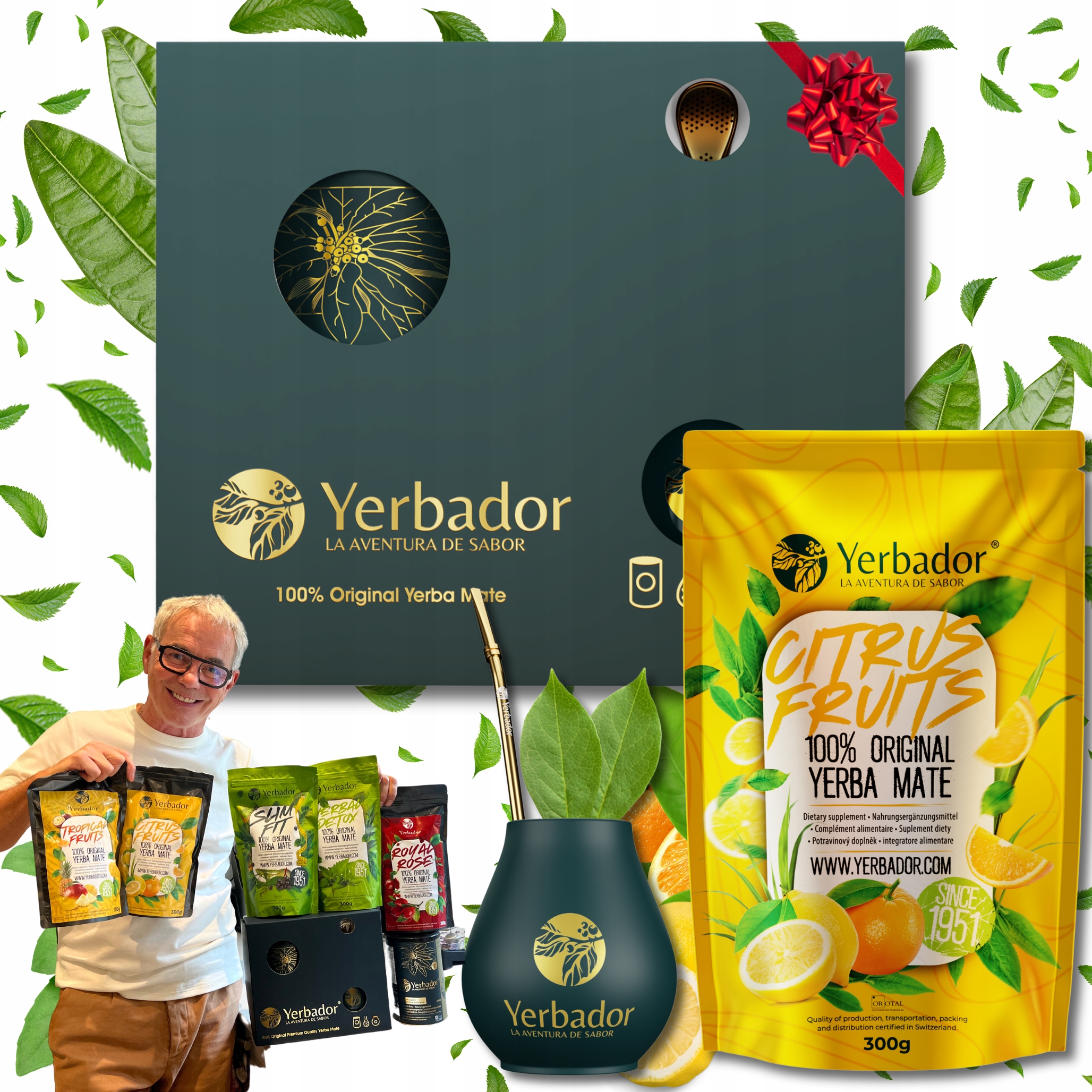 Yerba Mate Startovací Sada Yerbador Citrusové ovoce Matero Bombilla