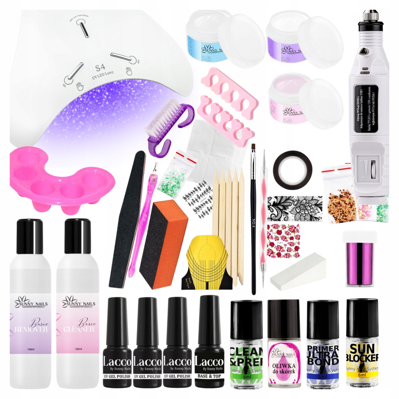 Sada Pro Prodlužování Nehtů Gelová Hybridní Lampa Bruska Příslušenství