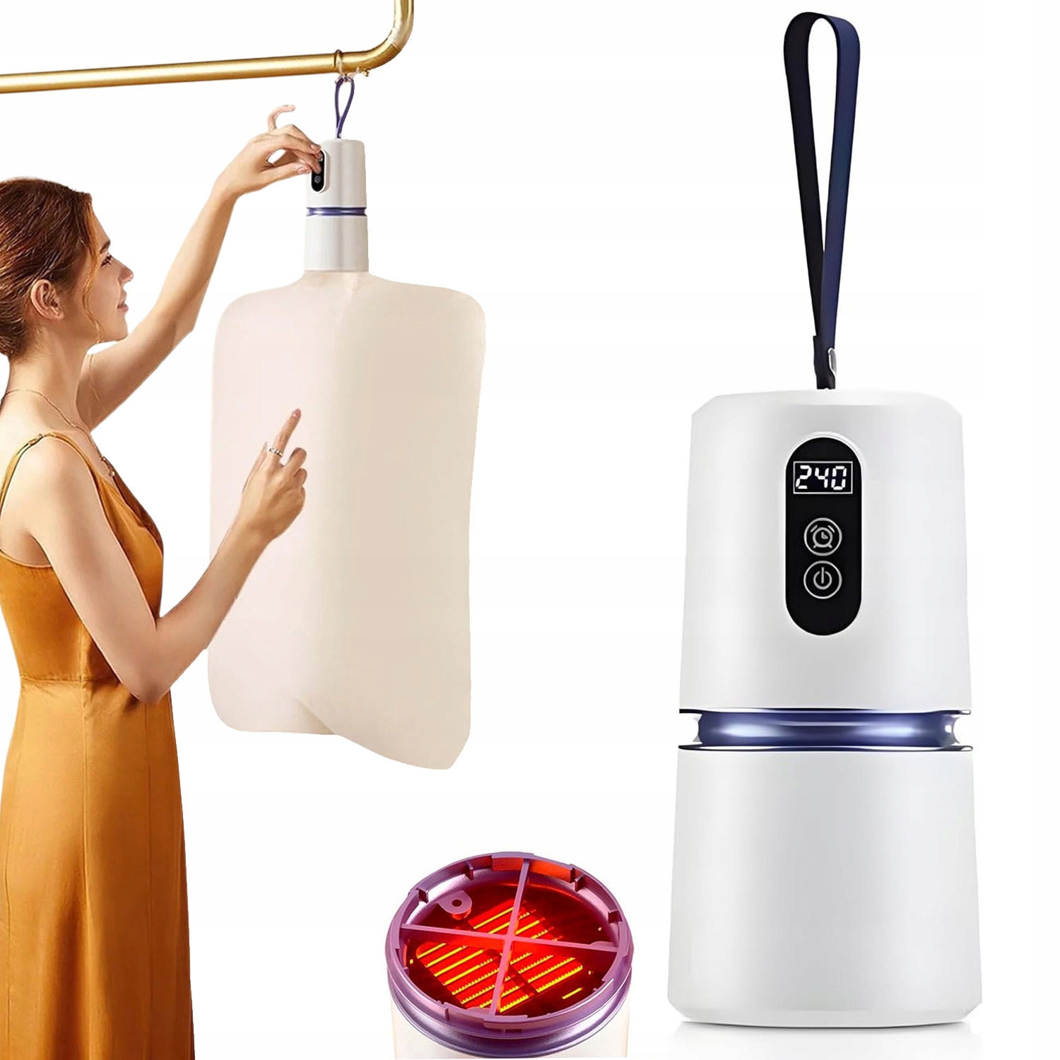 Levně Přenosná Elektrická Sušák Na Oblečení, Tichá, 360 Stupňů Pro Cestování