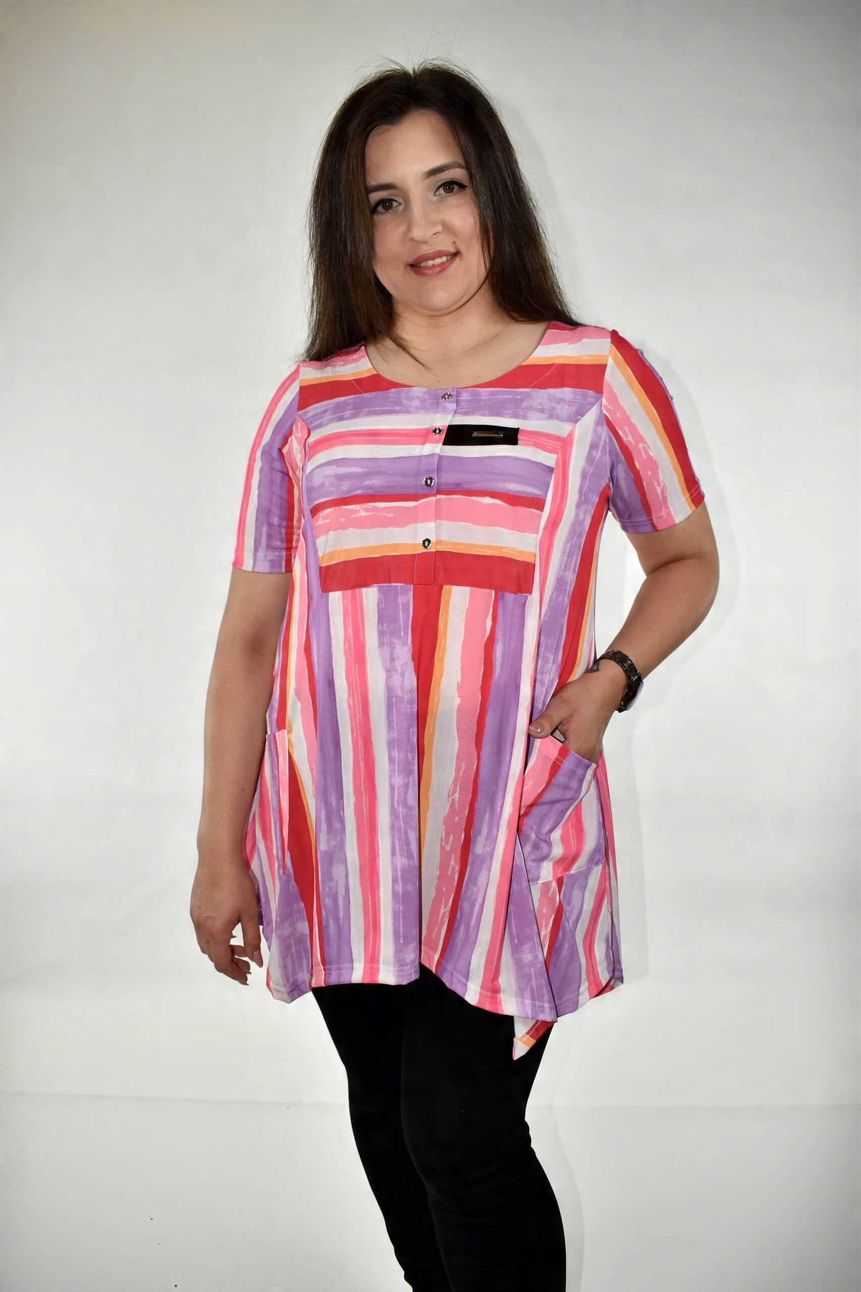 

Dłuższa luźna Tunika damska Plus Size literka A
