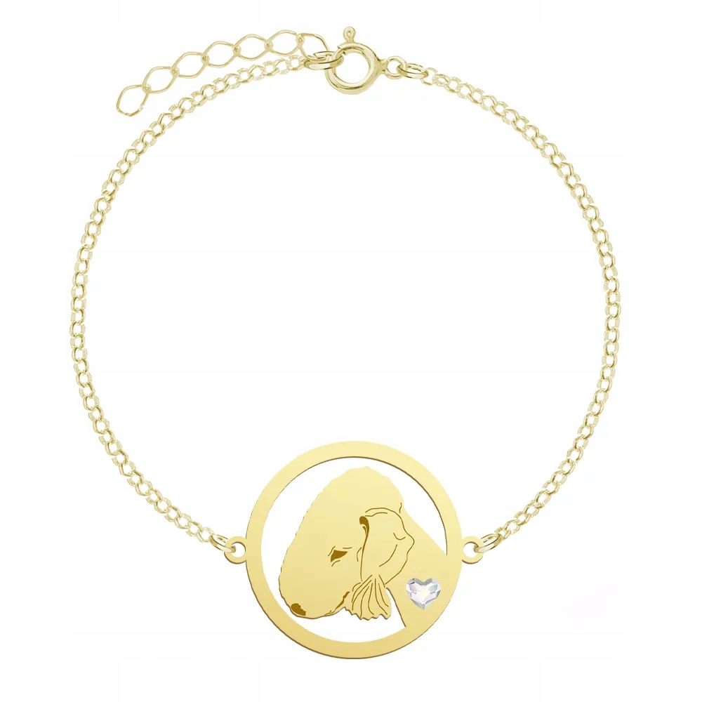 Zlatý náramek s psem Bedlington Terrier 925 Žena Gravírování Bonus