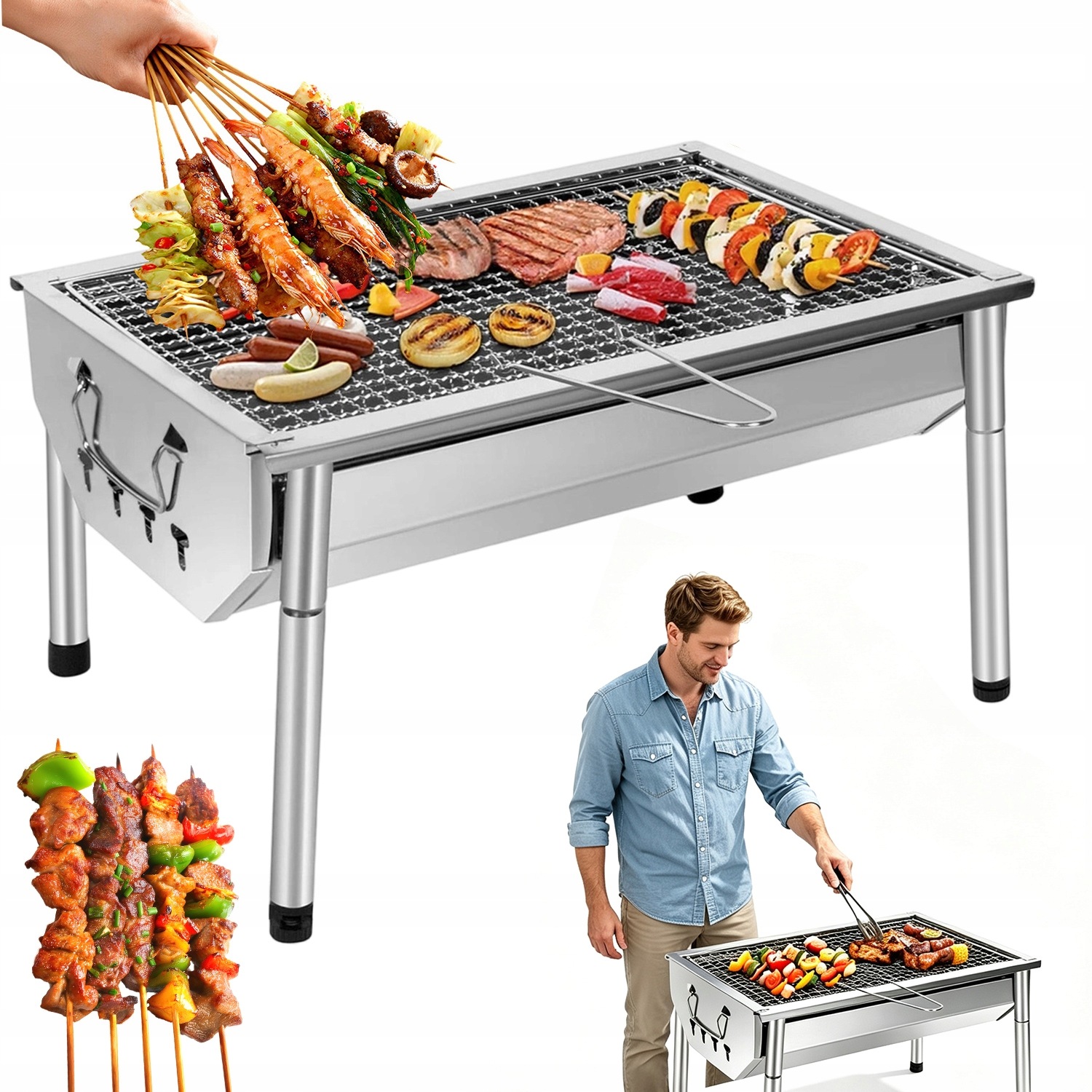Turistický Gril Na Uhlí Skládací Bbq Kufr Na Kempování Pozemek Sada