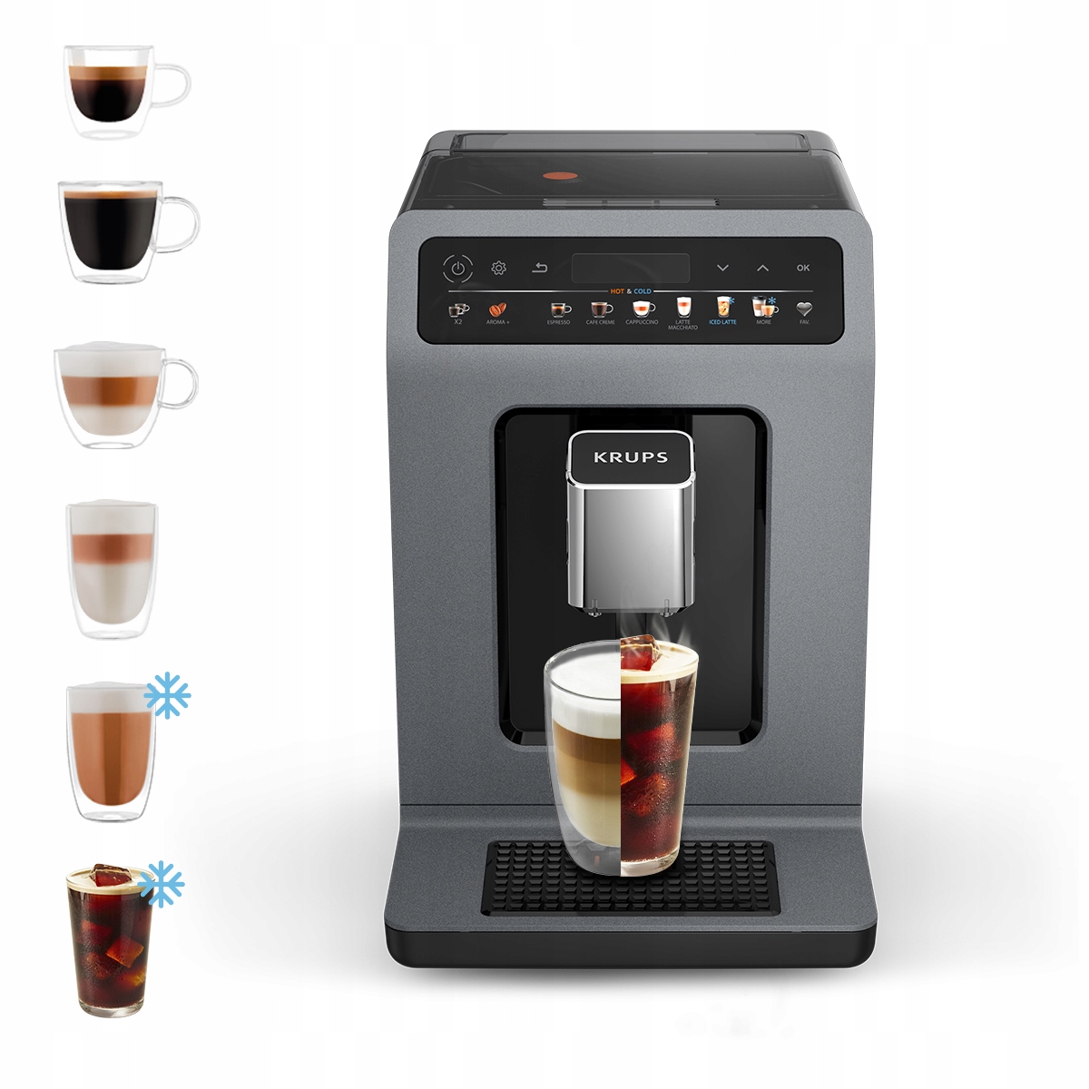 Ekspres automatyczny do kawy Krups Evidence Hot&Cold EA898G kawa mrożona