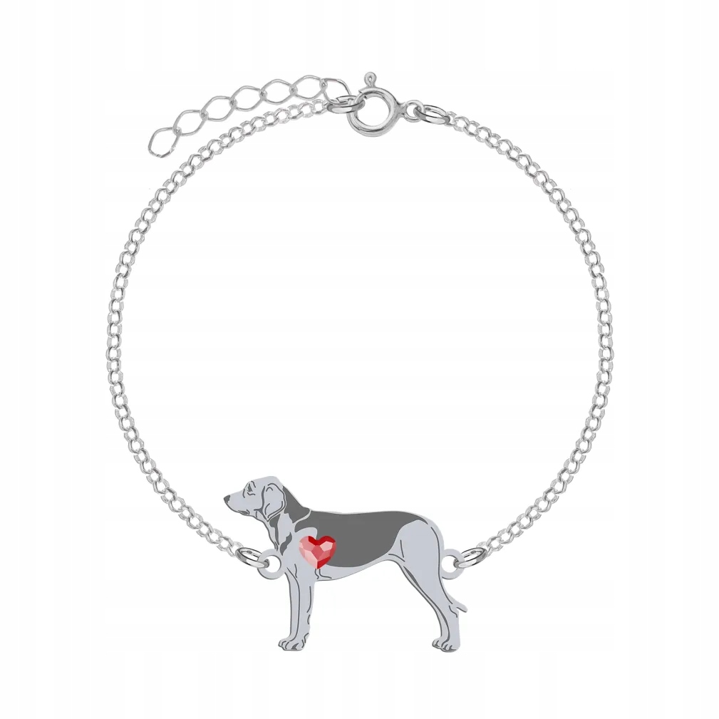 Stříbrný náramek se psem Ogar Polský 925 Řetízek Dárek Gravírování