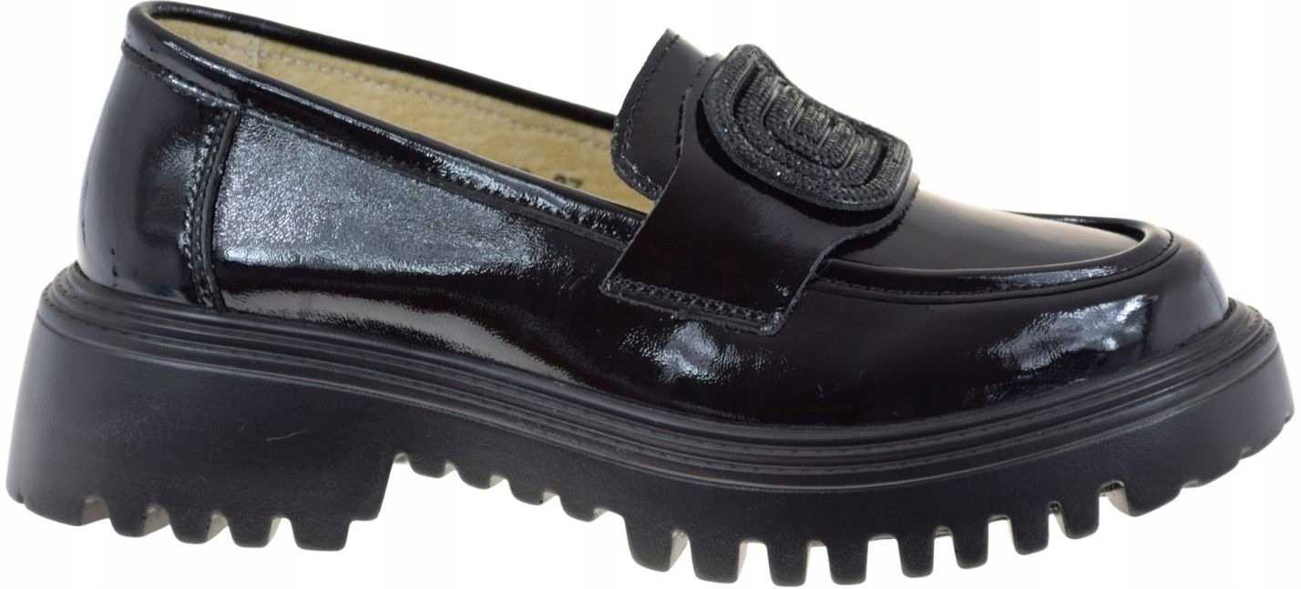 Elegantní dámské mokasíny Artiker 55C1112 černé kožené lakované R39