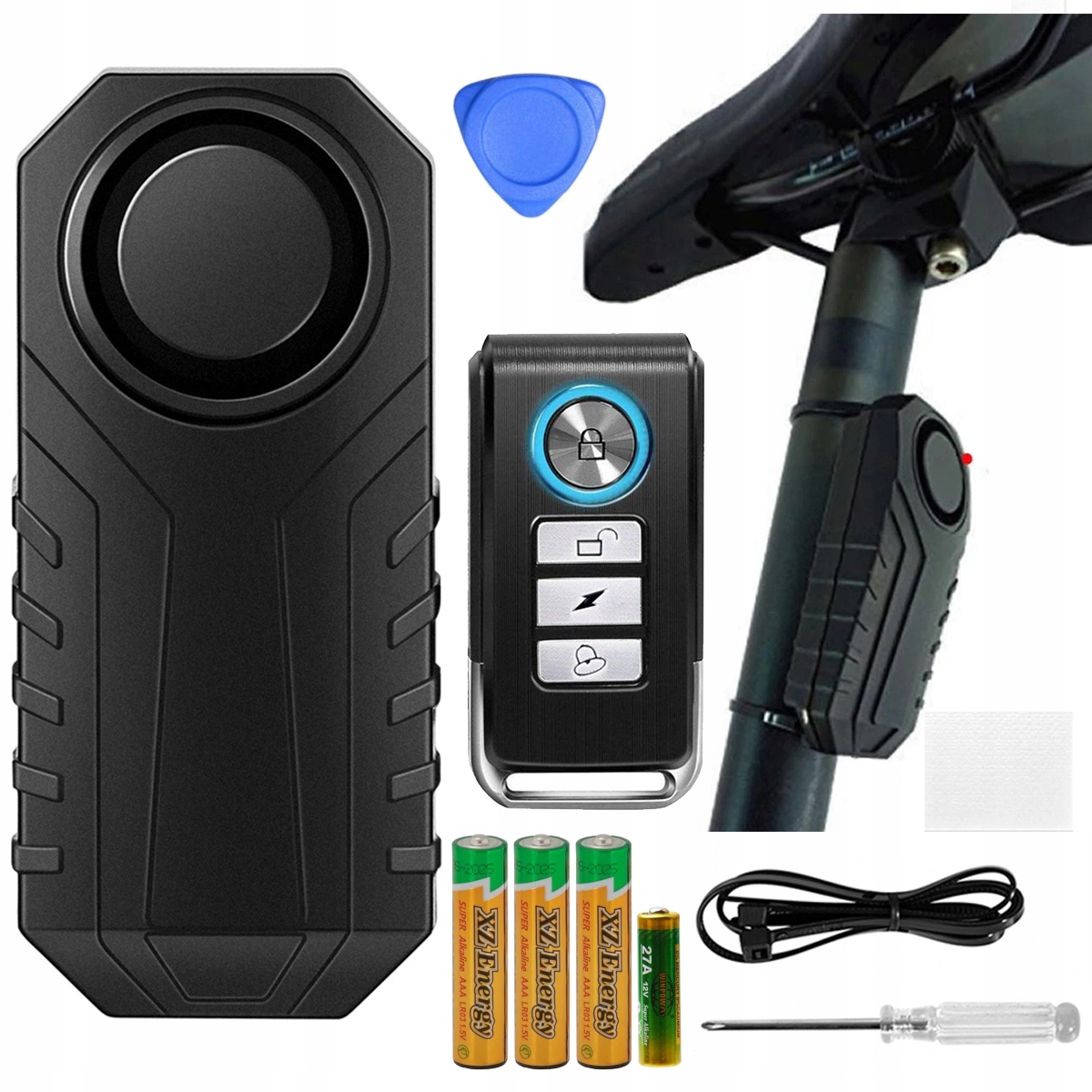 ALARM ROWEROWY + PILOT BLOKADA ZABEZPIECZENIE MOTORU HULAJNOGI GŁOŚNY 113d Kod producenta R61